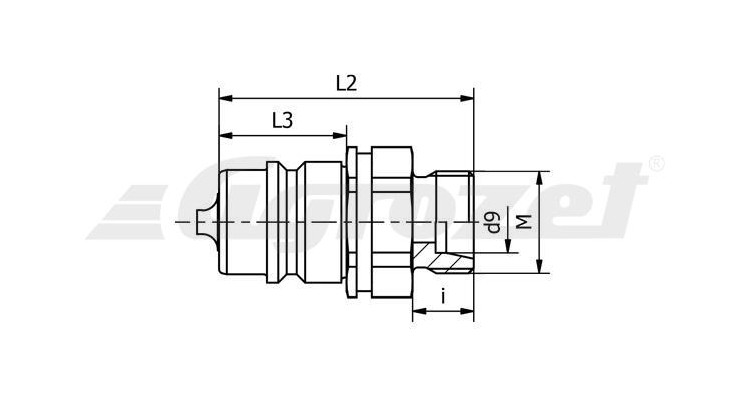 Rychlospojka zástrčka (prodloužené provedení) ISO 12,5, M22 na hadici (v.k.24