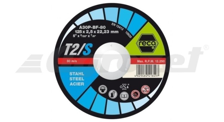 Reca 0670 030 125 dělicí kotouč T2/S rovný O 125mm síla 2,5 mm otvor 22,2mm