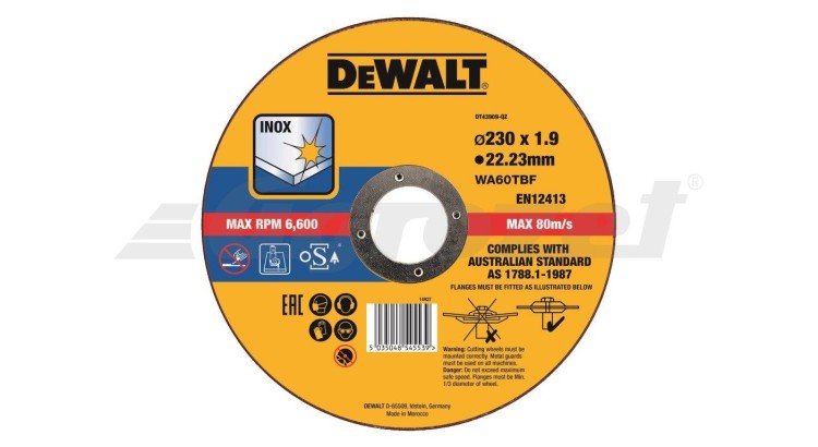 DEWALT DT43909 Řezný kotouč na nerezovou ocel 230X1,9X22,2