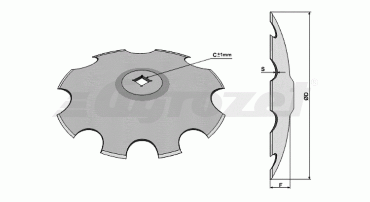 Disk zubatý 660 41x41 8 mm s ploškou