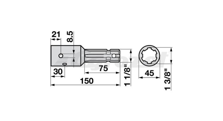 Redukce 1 3/8" Z=6 -› 1 1/8" Z=6