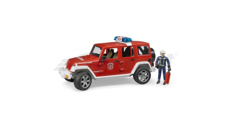 Jeep Wrangler Rubicon požární s figurkou Bruder 02528