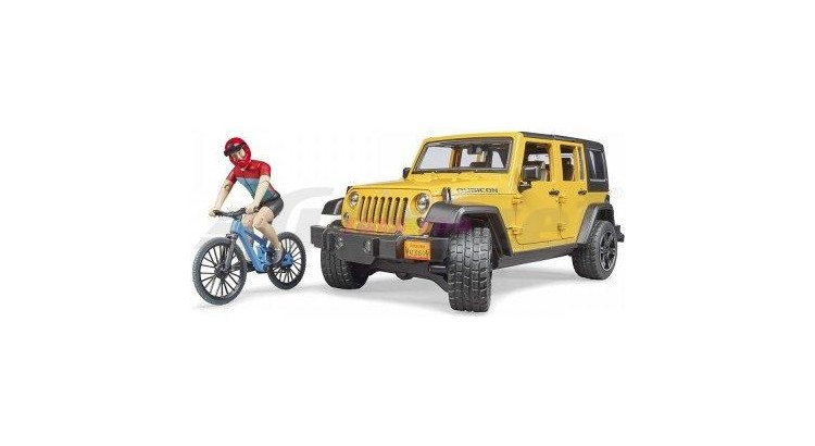 Jeep Wrangler Rubicon s kolem a cyklistou Bruder 02543