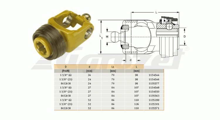 Vidlice ASGE2480, 1 3/8" Z=6