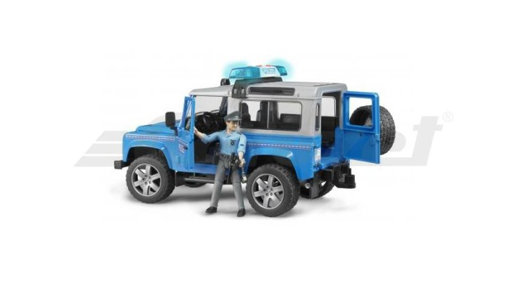 Policejní Land Rover Defender + policista a maják Bruder 02597