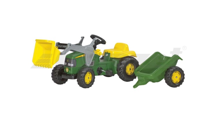 Rolly Toys 00981128 Dětský šlapací traktor John Deere s nakladačem a přívěsem