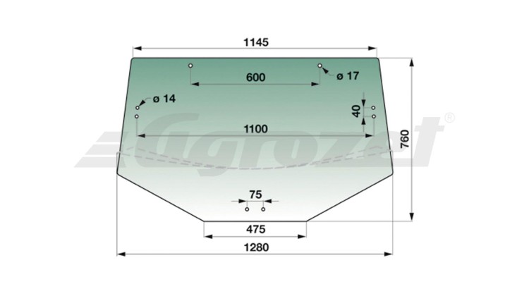 Sklo zadní John Deere 6120-7530