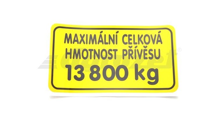 Štítek - hmot. přív.13800 kg FRTP 17802008