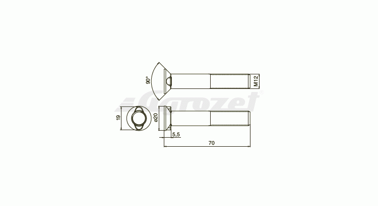 Šroub M12x70 2nosy 10,9 DIN 110004