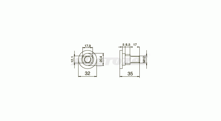 Šroub nože M12x35 CAT průměr 21mm