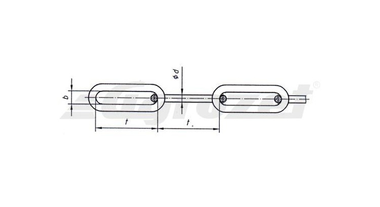 Řetěz 8x52 dl.čl. nezkoušený lesklý DIN 5685-1 (kg/m) 1,1