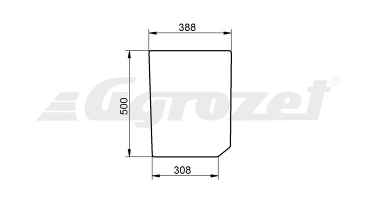 Sklo předního průhledu levé 390x500x6