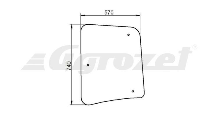 Sklo bočního okna levé čiré 620x750x5
