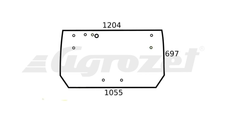 Sklo zadní 700x1263 - madlo 2 díry rozteč 220 mm
