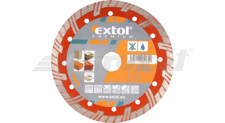 Extol 8803035 Kotouč diamantový řezný TURBOPLUS suché i mokré řezání, 230x22,2mm