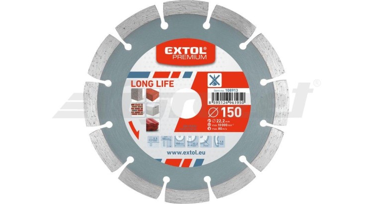 Extol 108915 Kotouč diamantový řezný segmentový Long Life, 230x22,2x3mm