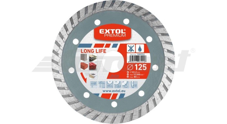 Extol 108952 Kotouč dia. řez, turbo LongLife,suché mokré řezání,125x22,2x2,5mm