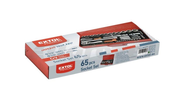 Extol Premium 8818370 hlavice nástrčné, sada 65ks, 1/4", 1/2"