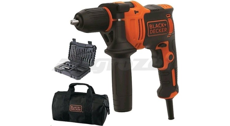 BLACK&DECKER BEH710SA32 Vrtačka příklepová 710 W + sada nástrojů (32 ks)