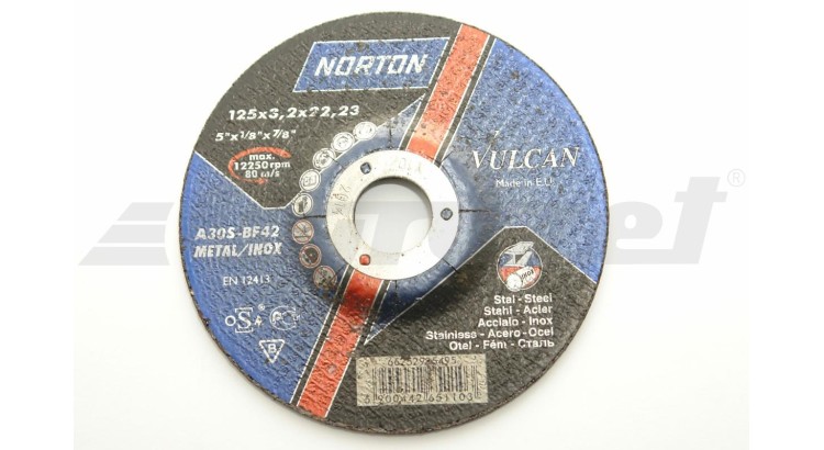 Norton A30S Kotouč 125x3,2x22,2 Metalinox