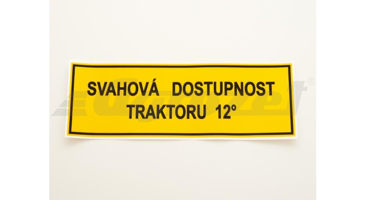 59116689 Štítek svahová dostupnost 12°