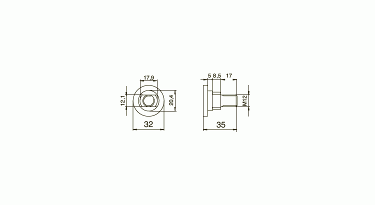 Šroub nože M12x35 CAT průměr 21mm