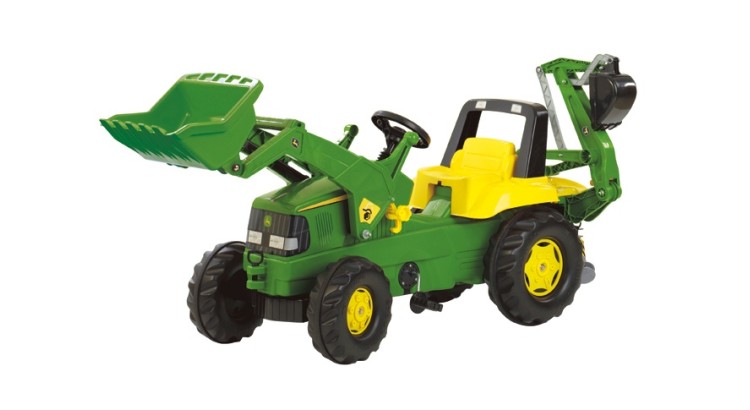 Rolly Toys 600811076 Šlapací traktor John Deere s předním a zadním nakladačem