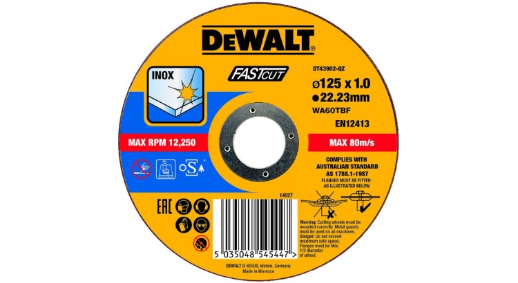 DEWALT DT43902 Řezný kotouč na nerezovou ocel 125X1,0X22,2