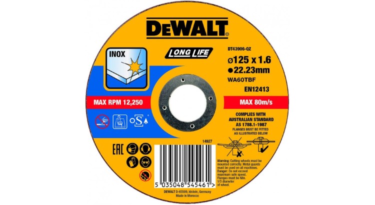 DEWALT DT43906 Řezný kotouč na nerezovou ocel 125X1,6X22,2