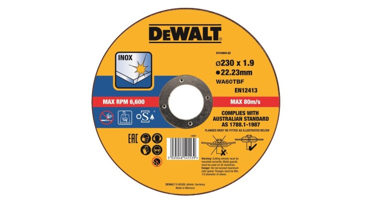 DEWALT DT43909 Řezný kotouč na nerezovou ocel 230X1,9X22,2