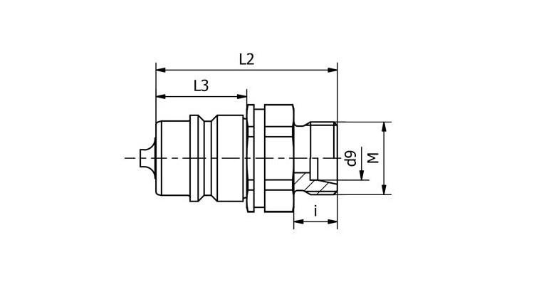 Rychlospojka zástrčka (prodloužené provedení) ISO 12,5, M22 na hadici (v.k.24