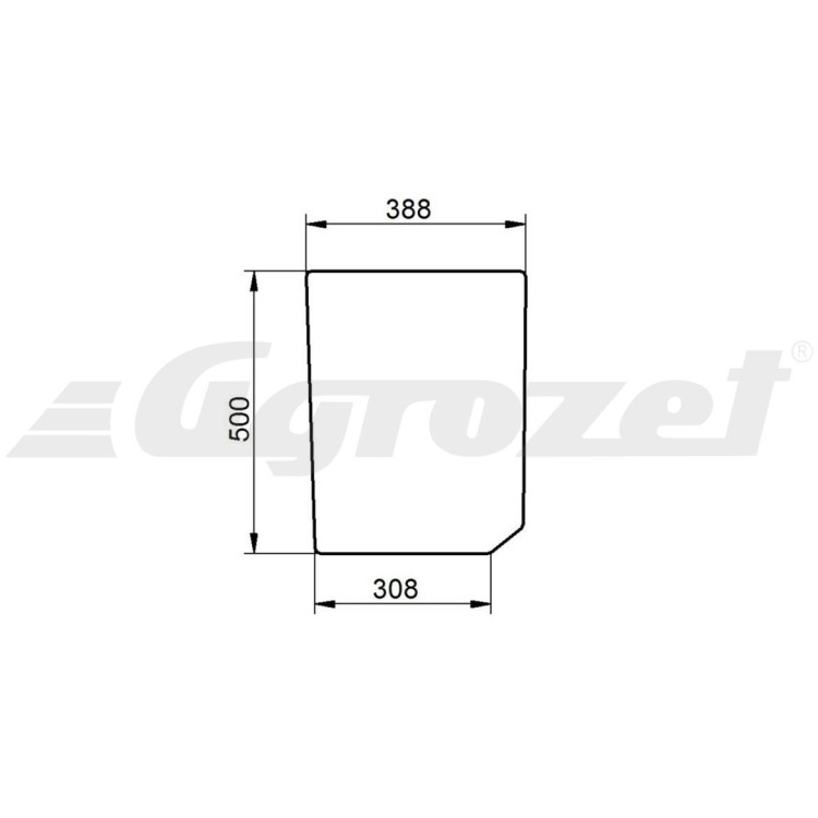 Sklo předního průhledu levé 390x500x6