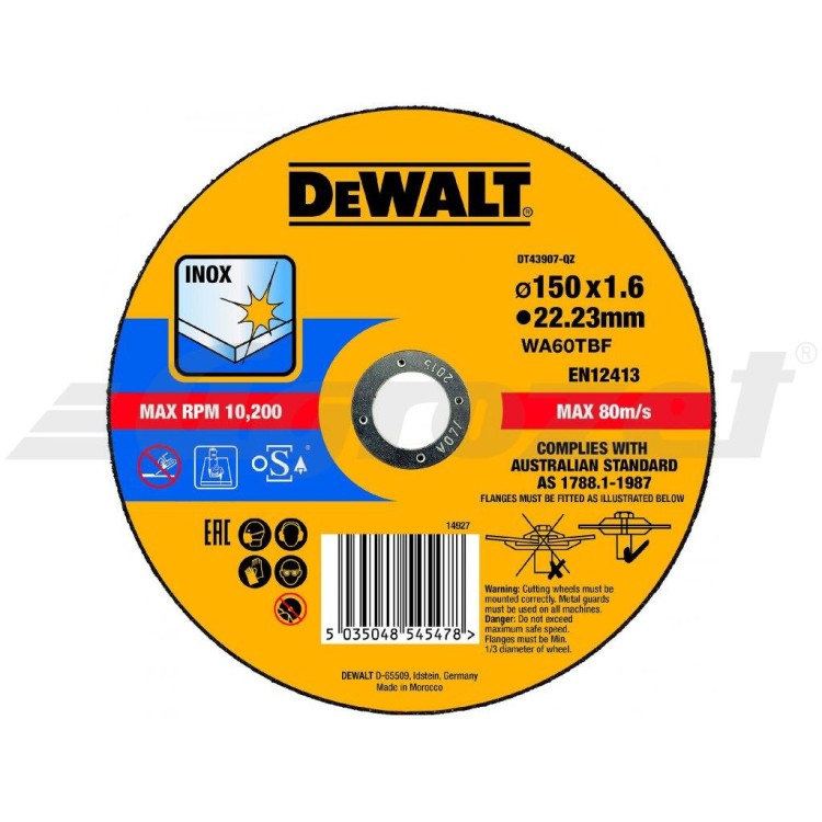 DEWALT DT43907 Řezný kotouč na nerezovou ocel 150X1,6X22,2