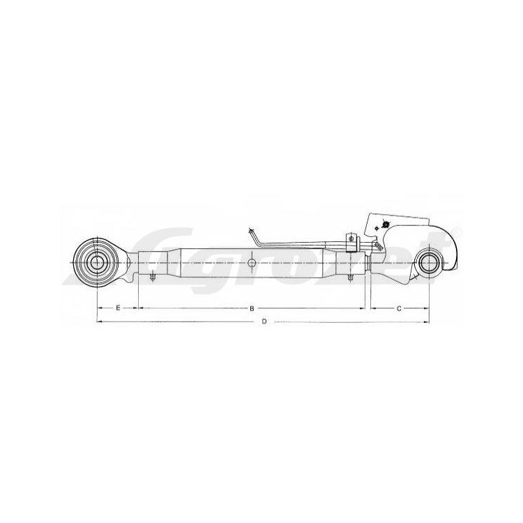 Táhlo horní - třetí bod s hákem Kat.3 M36 L=650-870mm