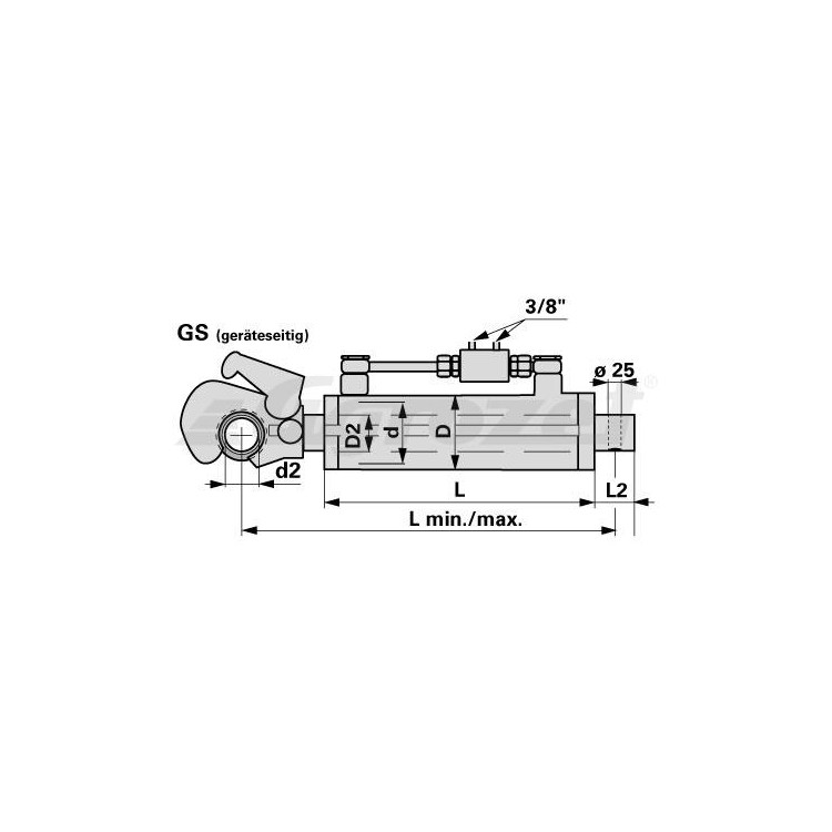 Táhlo horní Kat.3 - třetí bod hydraulický L=607-867mm