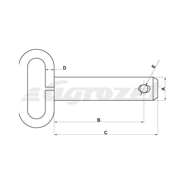 Čep závěsu s rukojetí - pr. 30mm, délka 182mm Z530182KR