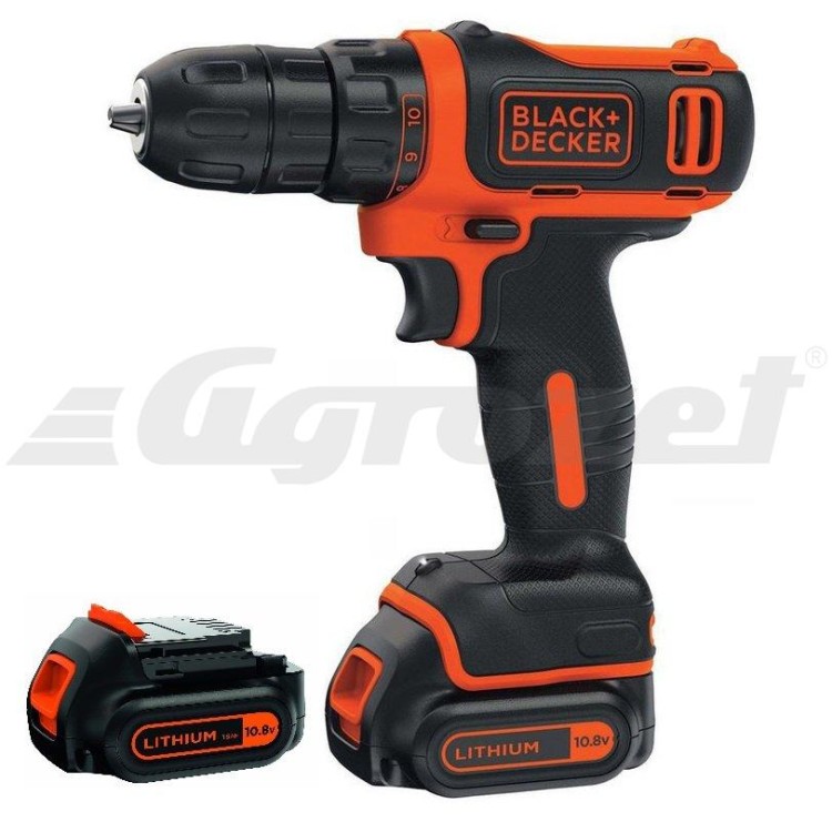 BLACK&DECKER BDCDD12B Akušroubovák 10,8V/1,5Ah Li-Ion 2x Aku