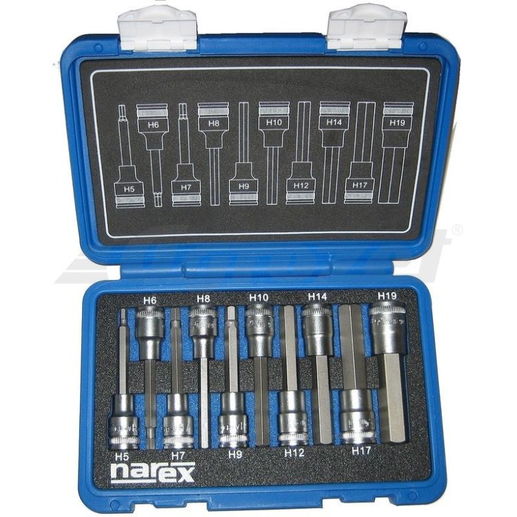 NAREX 443000958 Sada hlavic 1/2" zástrčných imbus 5-19mm L100mm 10dílná