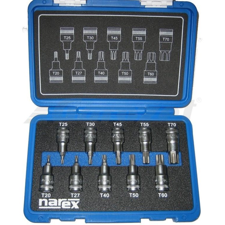 NAREX 443000961 Sada hlavic 1/2" zástrčných TORX TX 20-70 L55mm 10dílná