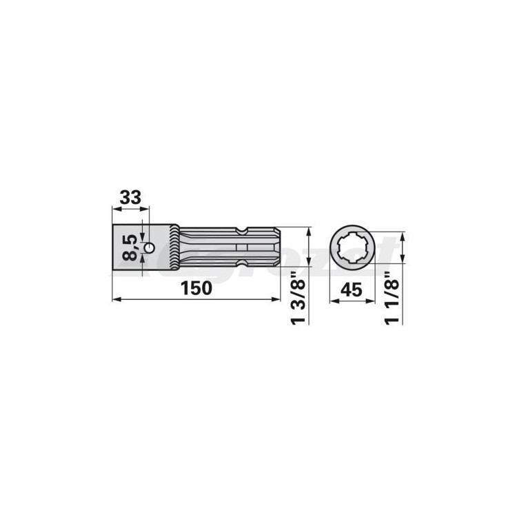 Redukce 1 1/8" Z=6 - 1 3/8" Z=6