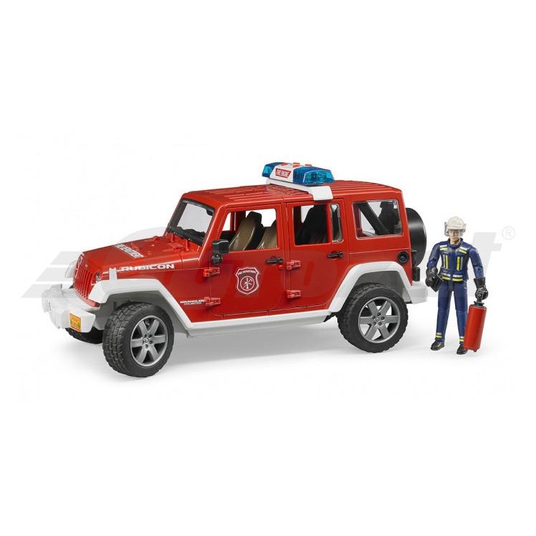 Jeep Wrangler Rubicon požární s figurkou Bruder 02528