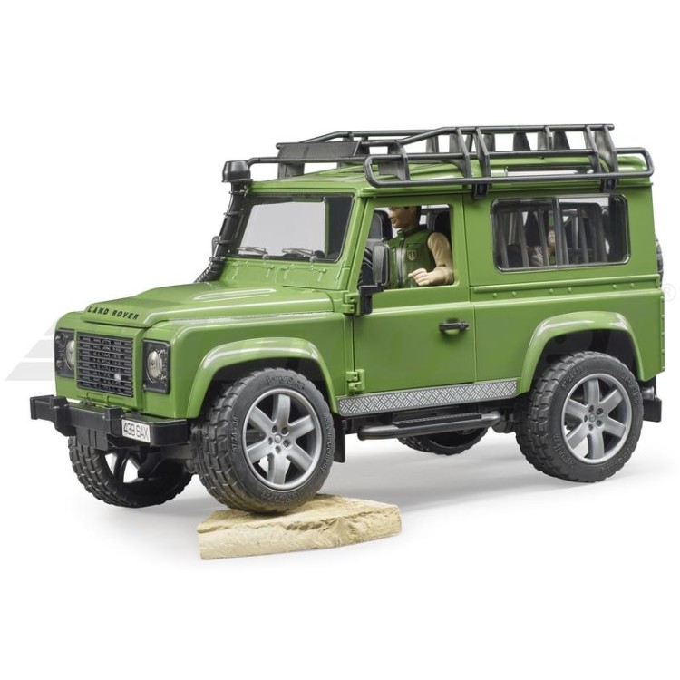 Land Rover Defender, figurka myslivce a Německého ovčáka Bruder 02587