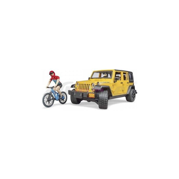 Jeep Wrangler Rubicon s kolem a cyklistou Bruder 02543