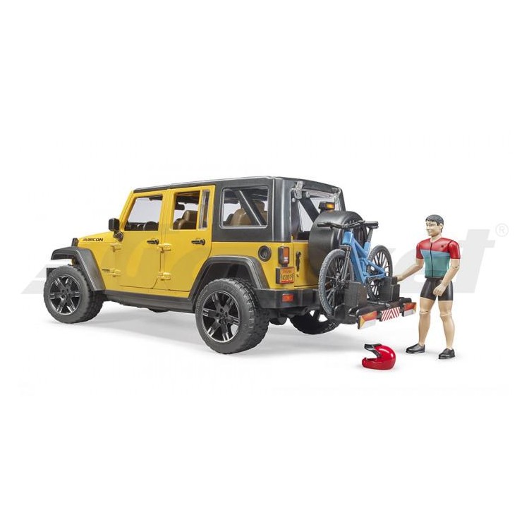 Jeep Wrangler Rubicon s kolem a cyklistou Bruder 02543