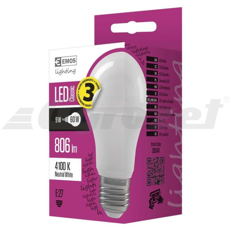 Žárovka Classic LED A60 9W E27 neutrální bílá