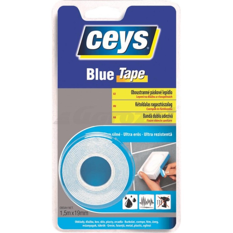 ceys 48507640 Blue tape Oboustranná lepící páska 1,5m x 19mm