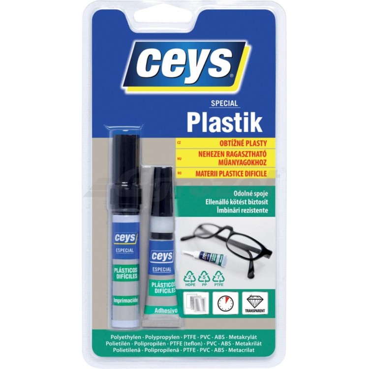 ceys 42504110 Lepidlo na obtížné plasty 3g + 4ml Special Plastik