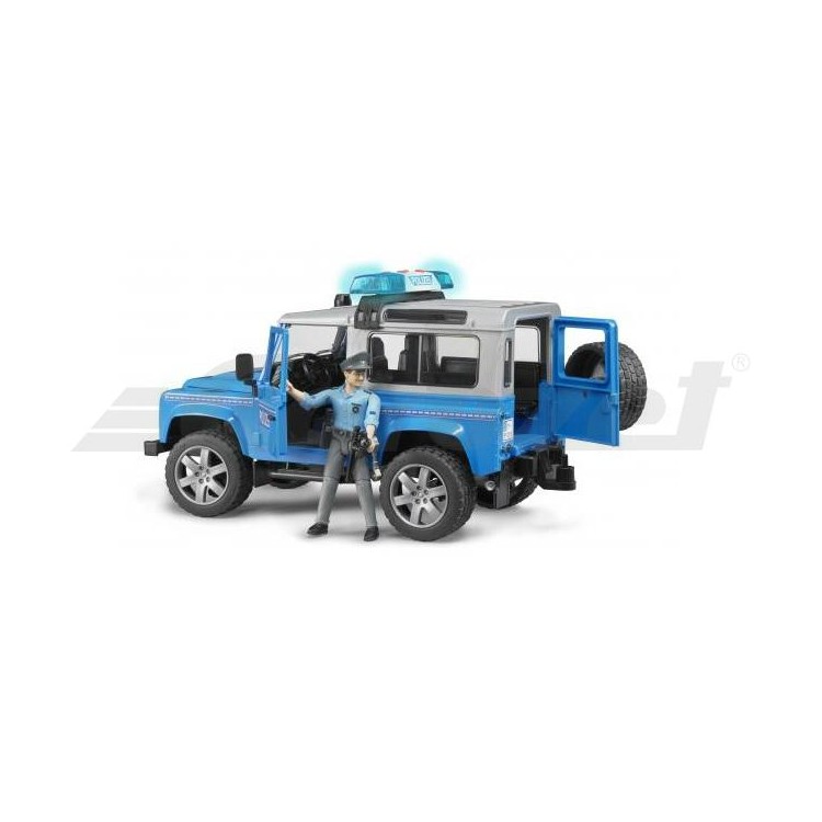 Policejní Land Rover Defender + policista a maják Bruder 02597