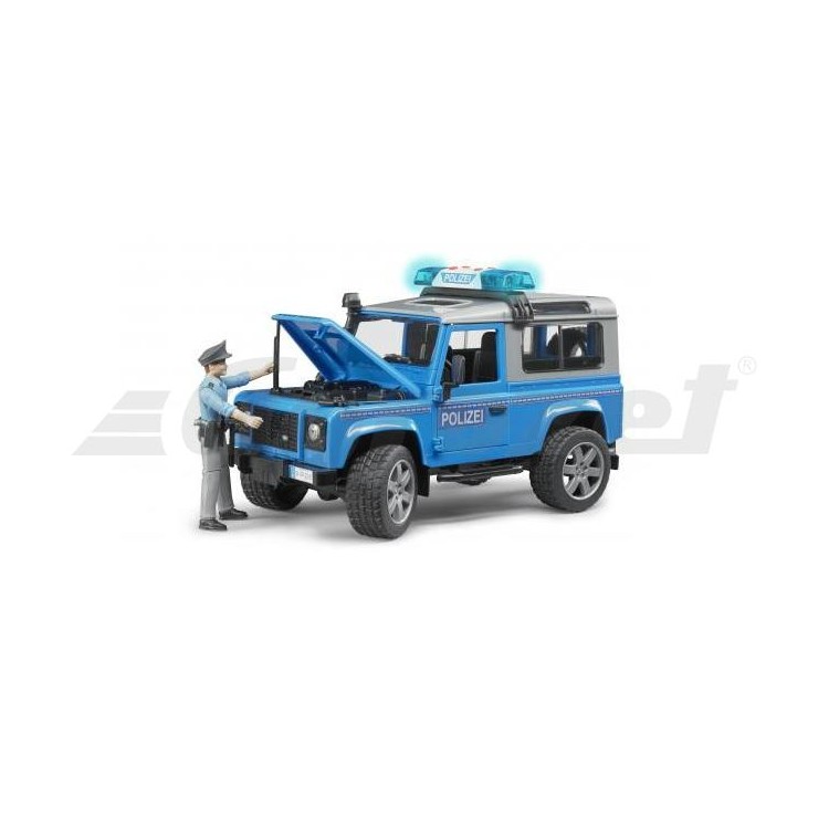 Policejní Land Rover Defender + policista a maják Bruder 02597