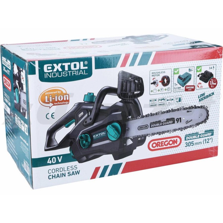 Extol Industrial Pila řetězová aku, BRUSHLESS, 40V Li-ion, 2500mAh, 30cm